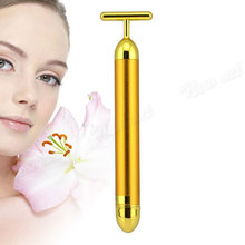 2015 New Beauty Bar 24K Golden Pulse Skin Care Gold Facial Roller Vibration Face Massager Health