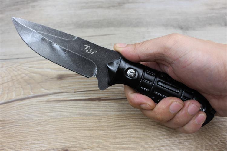 Cold Steel Non Folding Black Blade Knife 21cm Utility Camping Knife Steel Hanlde Tactical Knives For