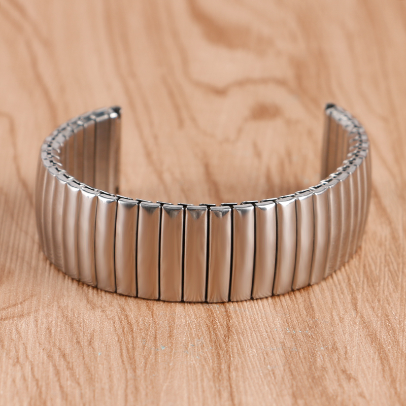 YISUYA 18mm Watchband Metal Replacement Silver Bracelet Flexible 