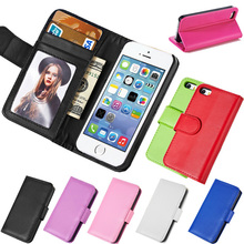 5G 5S Magnetic Flip Leather Case For apple iPhone 5 iphone5S PU Wallet Case with Photo Frame Card Holder Smart Stand Bags Cover