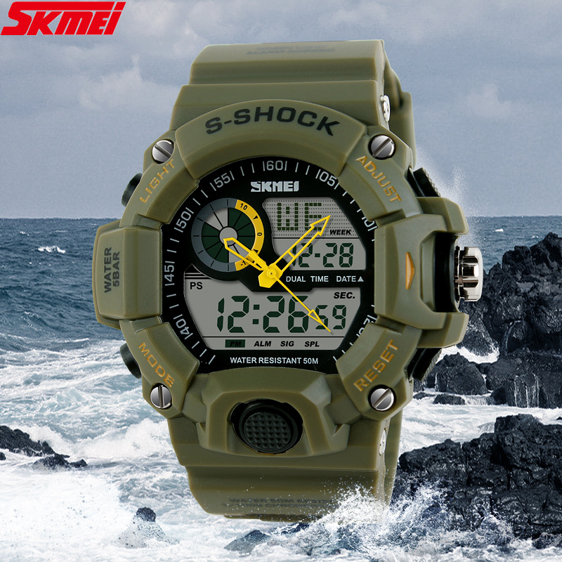 SKMEI HOT Mens Digital Watch for Sports Second Stop Watch Different Time Zone Casual Style for