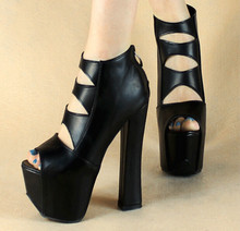 15CM 2016 summer new hollow waterproof sexy fish head high with shoes nightclub thick with Roman sandals