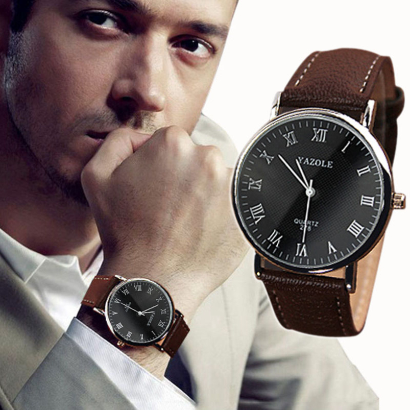 Splendid Luxury Fashion Faux Leather Mens Quartz Analog Watch Male Boy BusinessMan Watches Mechanical