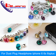 10PCS Dust Plug Headphone Plugs Stopper Cap Mobile Phone Accessory Rhinestone 3.5m Earphone Jack For Iphone 6s 6splus 5S Samsung