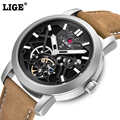 2016 New LIGE Men s Watch Luxury Brand Automatic Mechanical watch Men s Military Machine Skeleton