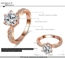 LZESHINE Wedding Jewelry Ring18K Rose Gold Platinum Plate Round AAA Zircon Women Finger Ring Wholesale anel