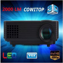 Full HD 2000lumens Projector,1920 x 1080 LED LCD 3D Home theater LED Proyector 50000hrs Support USB PC smart phone laptop tablet