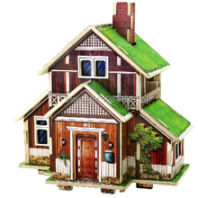 Hermosa noruega casa de residencia de Kits de edificio modelo 3D rompecabezas de madera DIY para niños y adultos