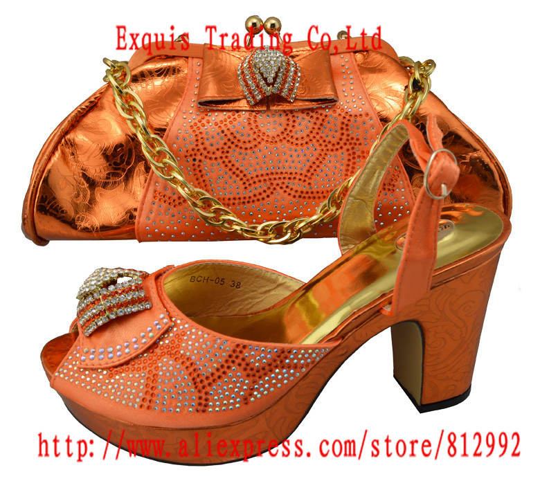 New design and hot selling italy matching shoe and bag set with full shinning stones BCH