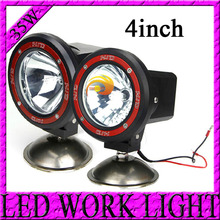 2PCS 4 INCH 35W/55W RED RING HID DRIVING WORK LIGHT XENON SPOT FLOOD 4×4 SUV 4WD OFFROAD FOG SUV TRUCKS ATV HEADLIGHT LIGHTS
