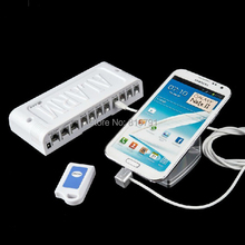 8 ports Cell Mobile phone security display alarm system with secure holder pedestal stand in handphone