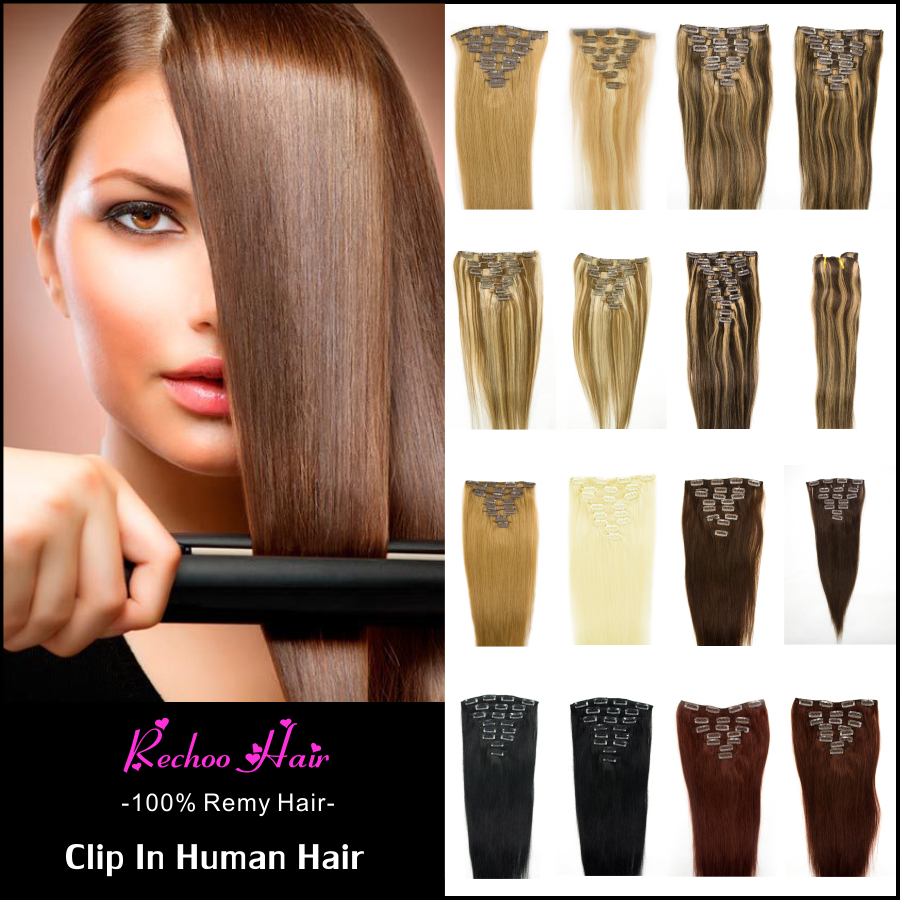 Clip In Human Hair Extensions 8 Pcs 100 200 g Clip In Hair Extensions 16 26