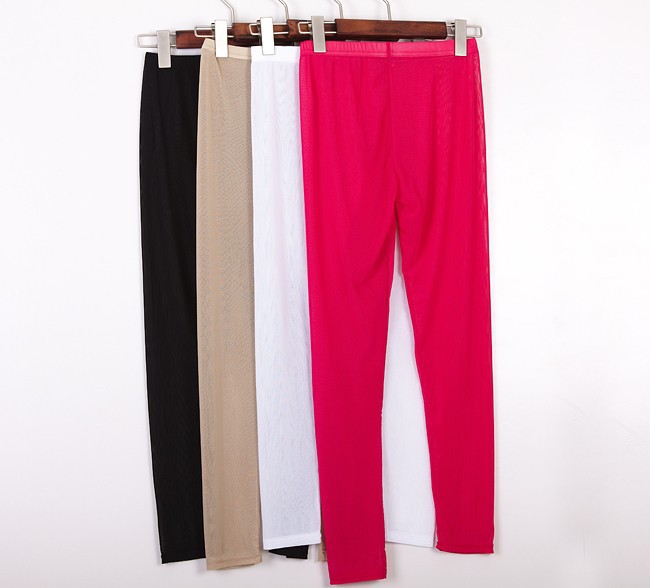 Manocean korean style Candy colors cotton thin middle waist soft solid translucent nine cents women leggings 102811 (31)