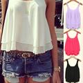 2016 New Summer Tank Top Women Bilayer Sleeveless Shirt Tank Top Chiffon Loose Vest Tank Tops