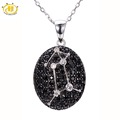 Hutang Aries Black Spinel White Topaz Pendant Solid 925 Sterling Silver Necklace Sign Fine Jewelry Birthday