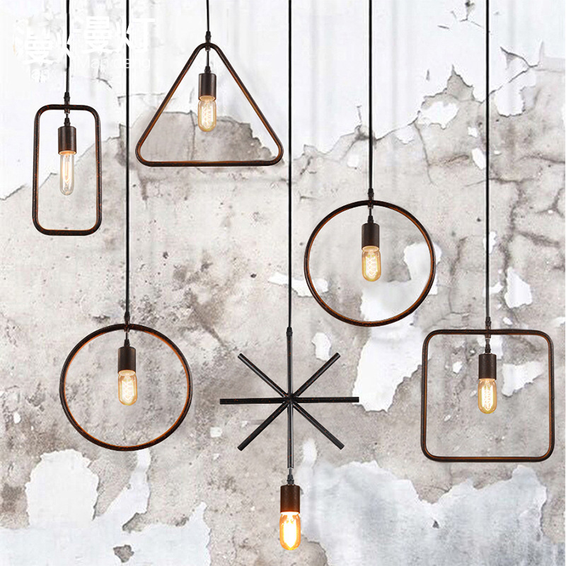 American rural Creative Geometry Lighting Minimalist loft chandelier Cafe decoration chandelier A5 American rural Creative Geometry Lighting Minimalist loft chandelier Cafe decoration chandelier A5