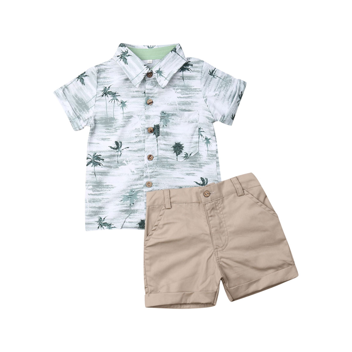Baby Boy Summer Shorts Boy Cotton Summer T-Shirt and Elastic Pants Solid Clothes 2Pcs Outfits Toddler Set