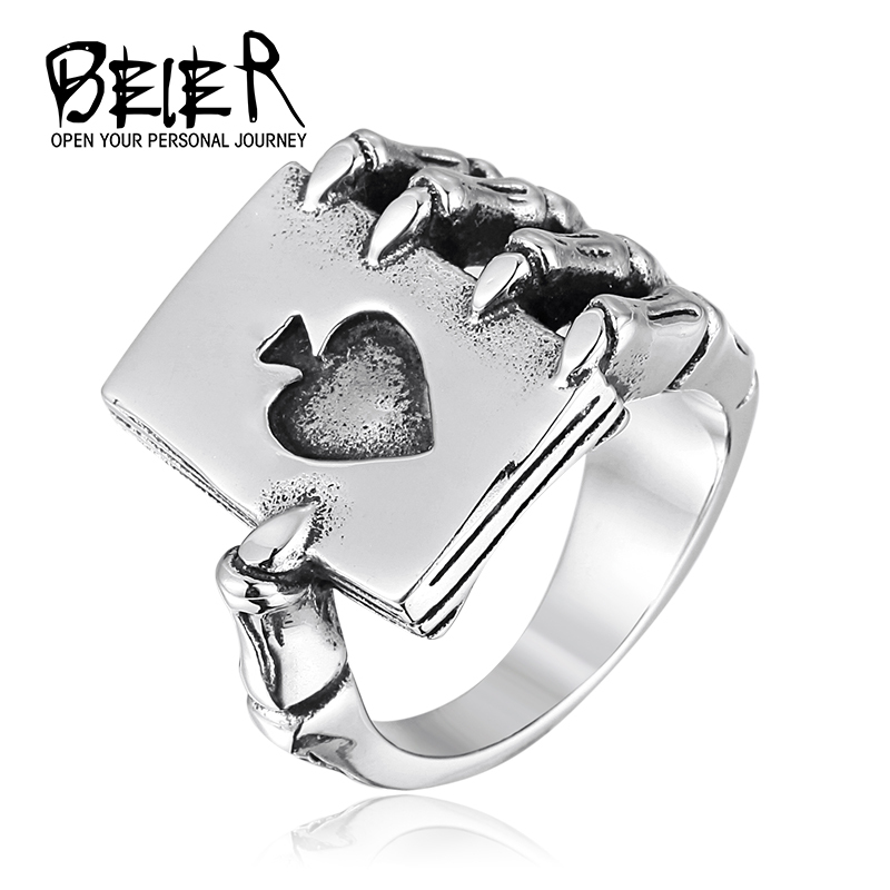 Aliexpress Jewelry Stainless Steel Man s Fashion Ring Poker Skull Hand Claw Ring Exaggerated BR2050 US