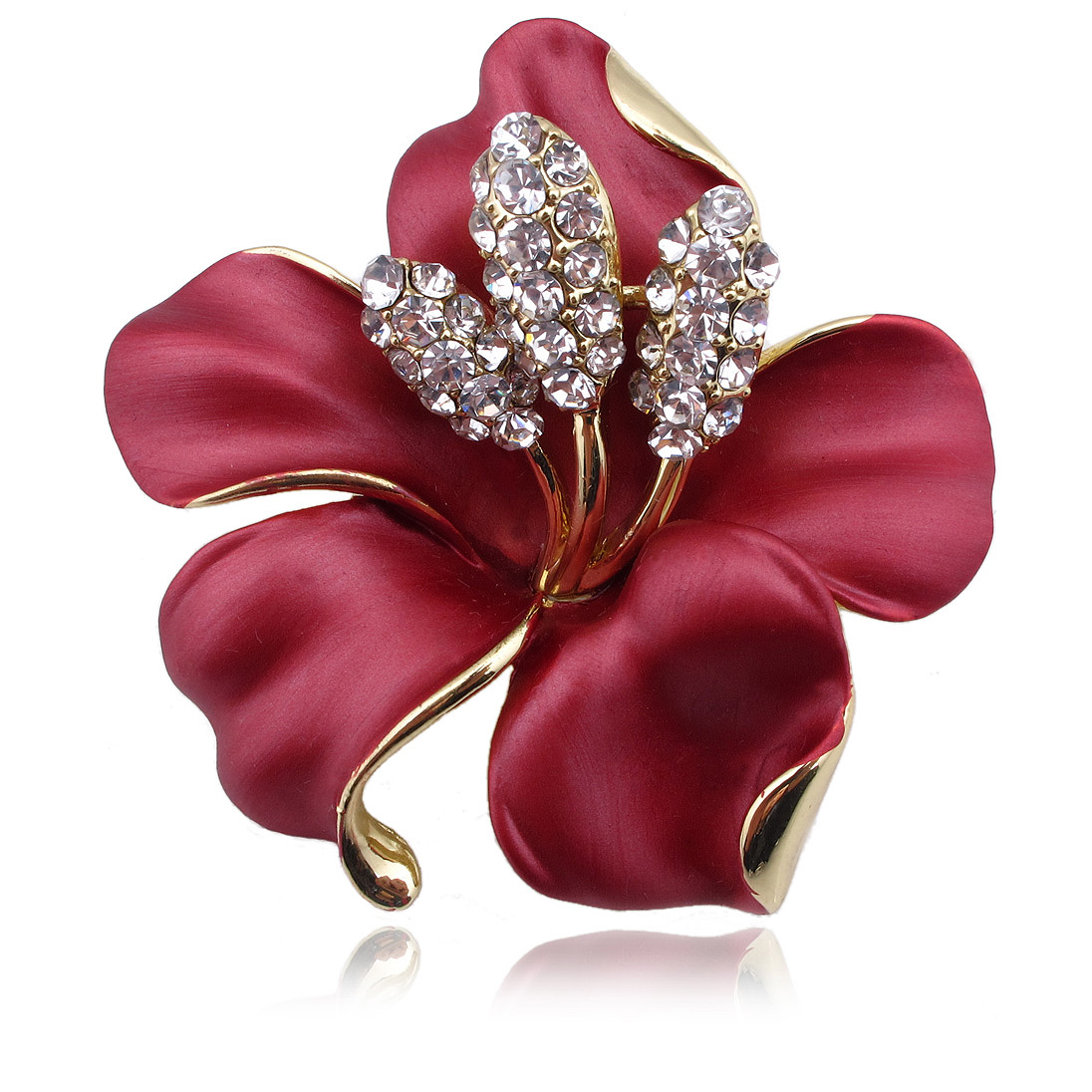 2016 Hot Enamel Brooch Crystal Lily Flower Brooches Wedding Bridal Top