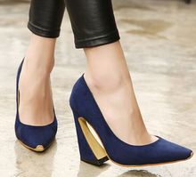 Size 4~8 Commuter New Autumn Women Shoes Blue New High Heels Pumps Zapatos mujer