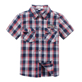 Free Shipping New Fashion Summer Boys Short sleeve Plaid Shirt 100 Cotton Child Shirts Children s