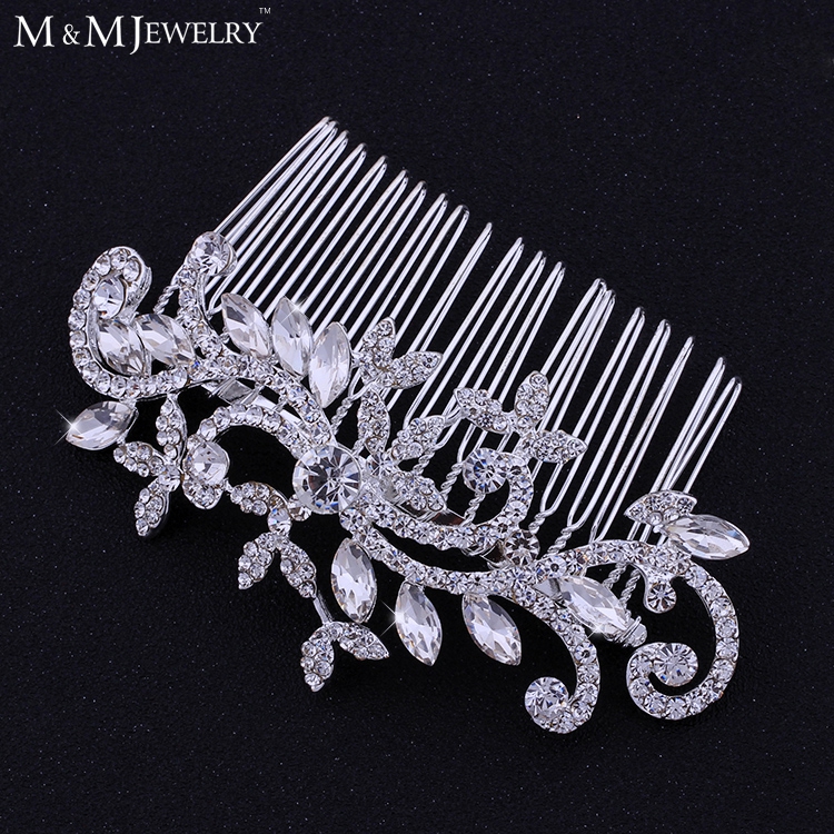 New 2015 Leaf Crystal Imitation Gemstone Bridal Hair Combs Hairpin