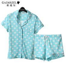 Song Riel fashion wave point Ms casual and comfortable short sleeved pajama suit tracksuit Rainbow Song