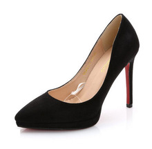 New 2015 Women s Black High Heels Low Heel 9cm Red Black Nude Platform Pointed Toe