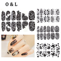 1pcs New Black Lace Nail Stickers 3d Rhinestone Full Cover Adhesive Art Foil Polish Decals Nail