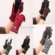 Free Shipping Fashion Design Cotton Women Touch Screen Lace Gloves Cute Lady Gloves 5 Color qf9