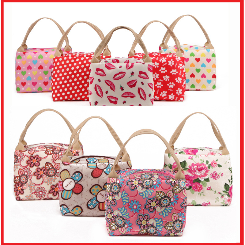 Canvas Picnic Dinner bag Fashion Hand Lunch package Thickening thermal food pouch insulation cooler lunch bag handbag