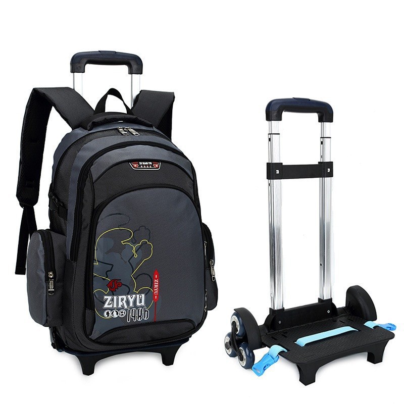 trolley-backpack-wheels-school-bag-detachable-children-Rolling-Backpack-climb-stairs-rod-bag-gray