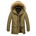 2017 autumn winter warm velvet lining material long cotton jacket men s clothing Dad Coats Jackets