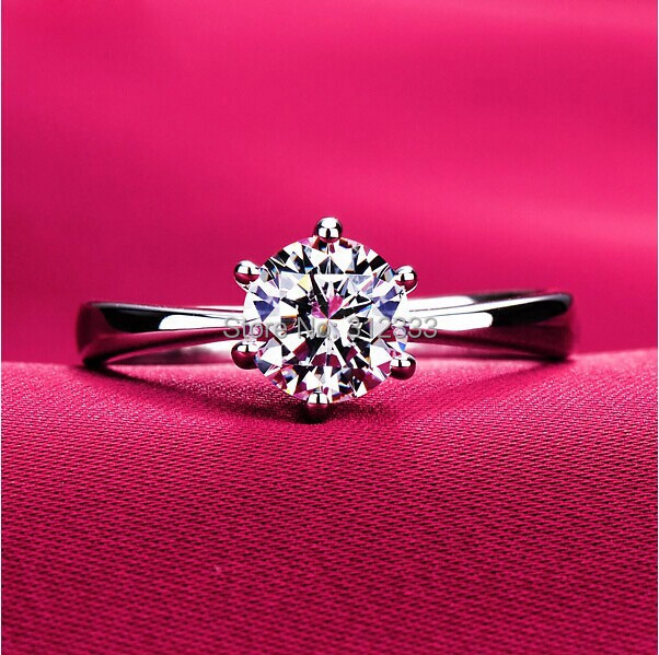 1 2ct large simulation of platinum diamond wedding Ring for women 6 CLAWS CZ diamond wedding