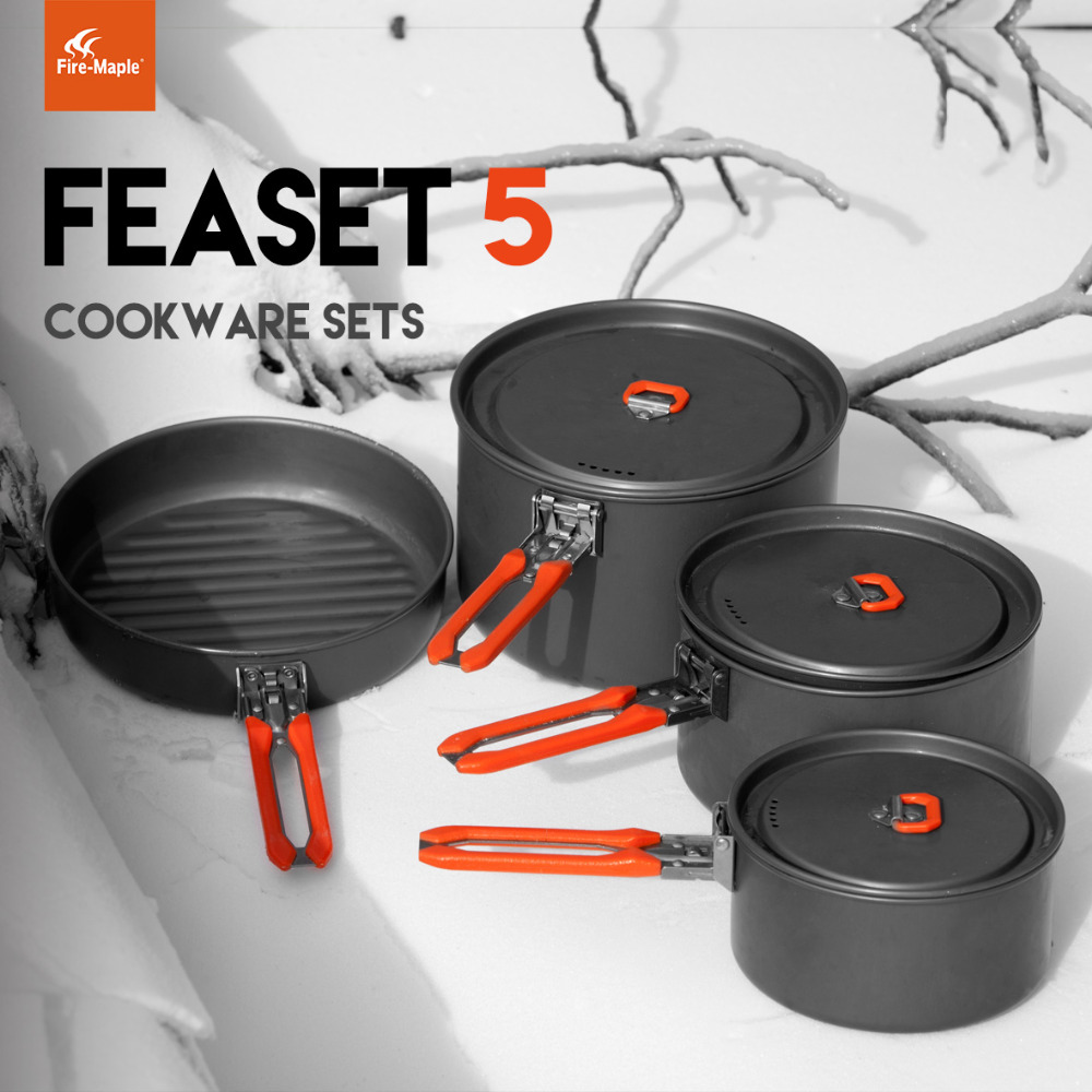 Fire Maple 4-5 Person Camping Pot kettle fry pan set Cooking Picnic Cookware Set fire maple titanium cookware 1034g feast5 Fire Maple 4-5 Person Camping Pot kettle fry pan set Cooking Picnic Cookware Set fire maple titanium cookware 1034g feast5