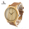 Bobobird A20Womens Casual Antique Round Bamboo Wooden Watches With Leather Strap Lady Watches Top Brand Luxury