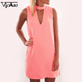 Vicabo Sexy Ladies Summer V Neck Sleeveless Chiffon Party Cocktail Hollow Out Mini Dresses Women Clothing