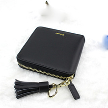 Women’s Wallets Black Color Purse Women Vintage Tassel Wallets Short Keychain Handbag Leather Carteira Feminina Clutch Bag
