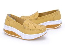 2016 New Summer genuine leather women’s shoes nurse swing shoes work single shoes wedges platform shoes size 35-40