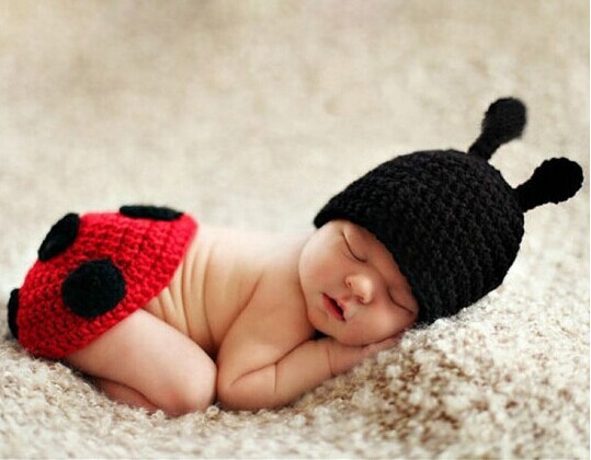 Cute Ladybird Pattern New Born Photography Props Knitted ...