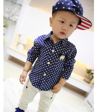 New Casual Kids Shirts Boy Mouse Long SleeveShirts Boy Mickey Polka Dot Long Sleeve Thick Shirts For 1-6 Years Old