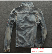 2015 New Arrival Europea Stylish Denim Rivet Jacket Coat Fashion Popular Brand Casual Jacket Men Clothing