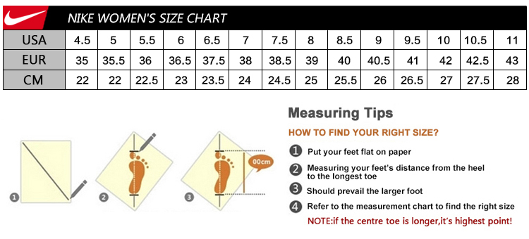 nike tanjun sandals size chart