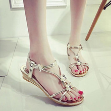 2016 rhinestone women sandals women flat elastic strap multicolour flip flop shoes casual shoes plus size 36-41 P5c62