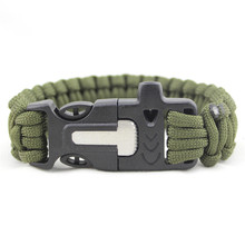 Outdoor Survival Bracelet Kits men Wristbands Emergency Rope Gear Whistle Flint Fire Starter Scraper Camping Hiking