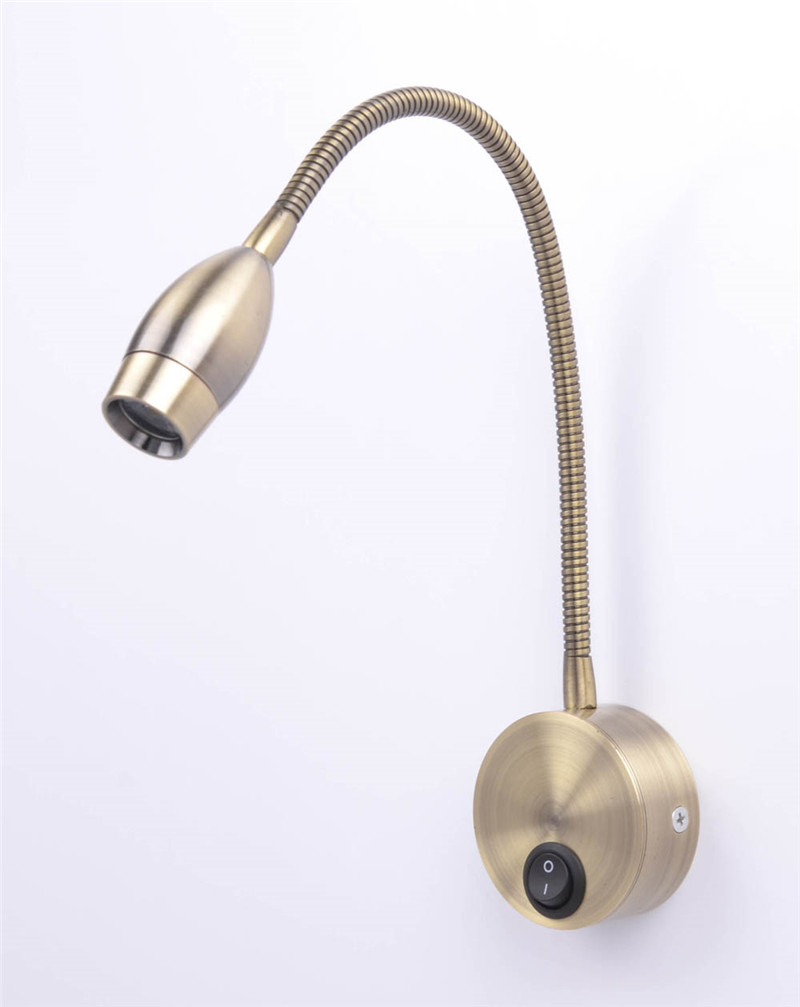 AC100-240V 1W/3W European-style Bronze color wall lamp LED mirror lights modern bedside bedroom switch lamps sconces