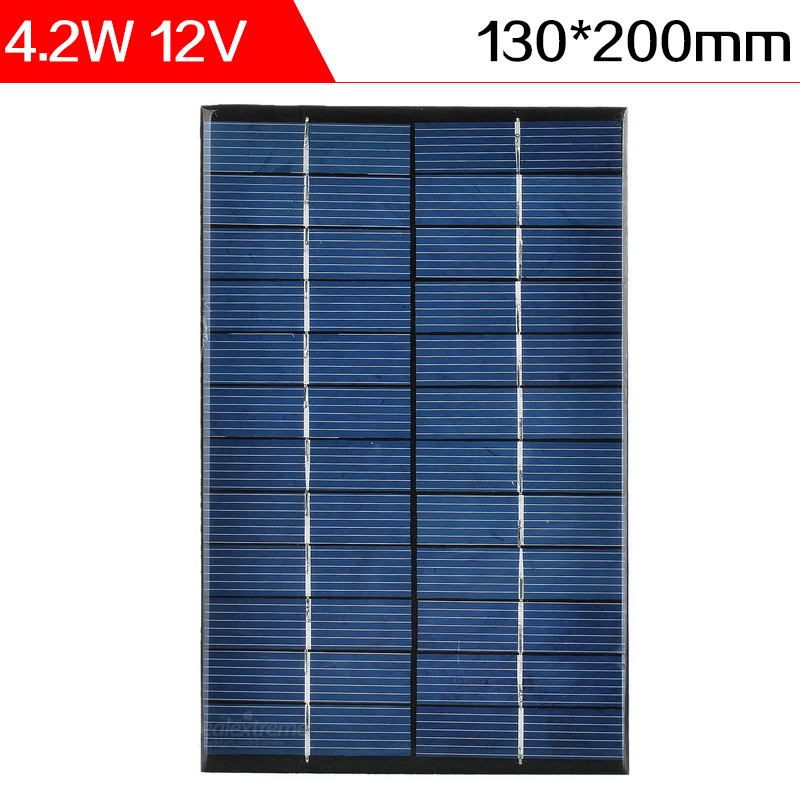 ELEGEEK 2pcs 4.2W 12V/350mA Polycrystalline Silicon Solar Cell 130*200*3mm Mini Solar Panel for DIY $ Test Solar System