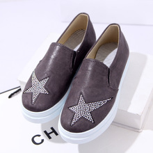 2016 Woman casual platform shoes Fashion Bling stars Women’s Shoes Canvas Flats mujer zapatillas Creepers Free shipping BJ010