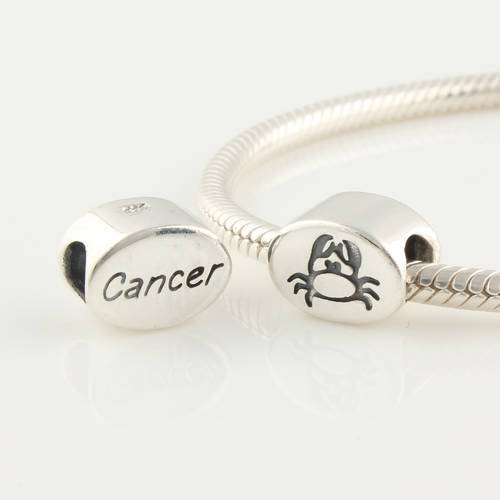 New 925 Sterling Silver Original Beads Cancer Zodiac Vintage Charm DIY Jewelry Fits Pandora