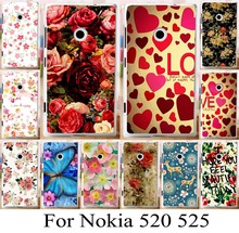 For Nokia lumia 520 525 beautiful flower pattern skin hood mobilephone case painting phone bag cellphone cover case